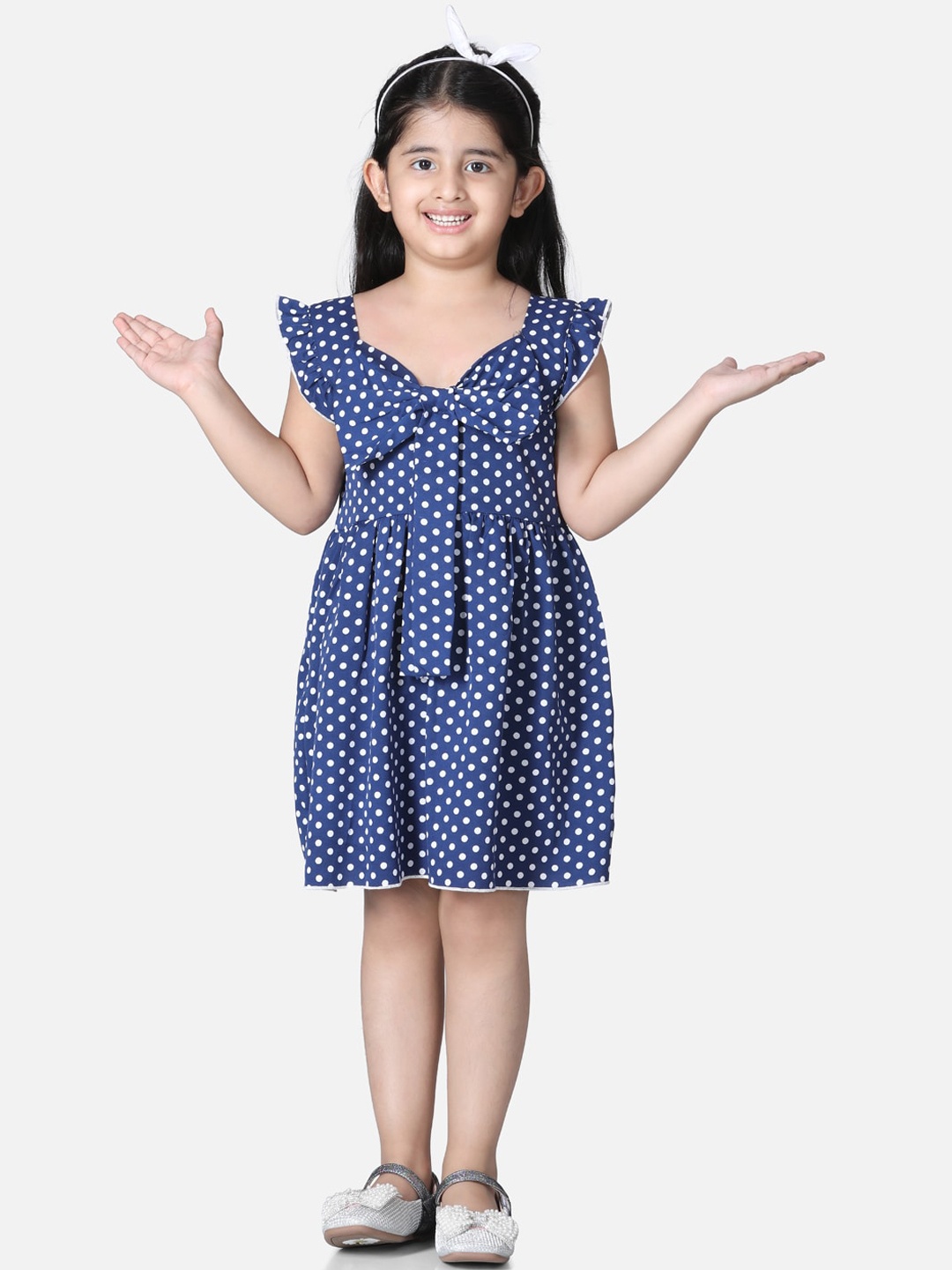 

Cutiekins Blue & White Crepe Dress