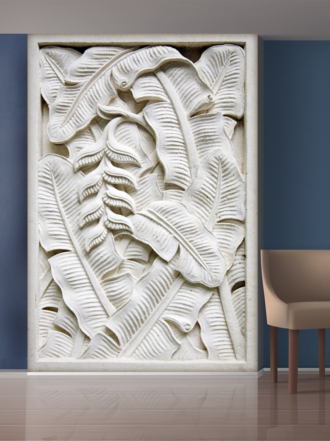 

999Store White Banana Leaves Self-Adhesive Mural Wallpaper