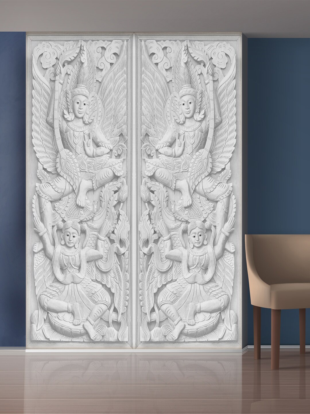 

999Store White Multiple Statues Mural Wallpaper