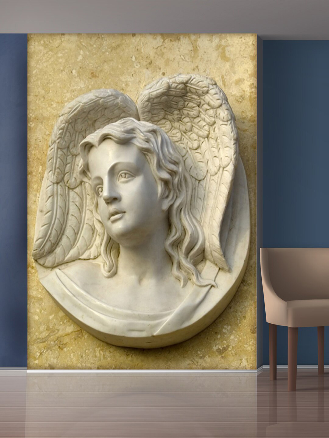 

999Store Off-White & Beige Angel Face Self-Adhesive Mural Wallpaper