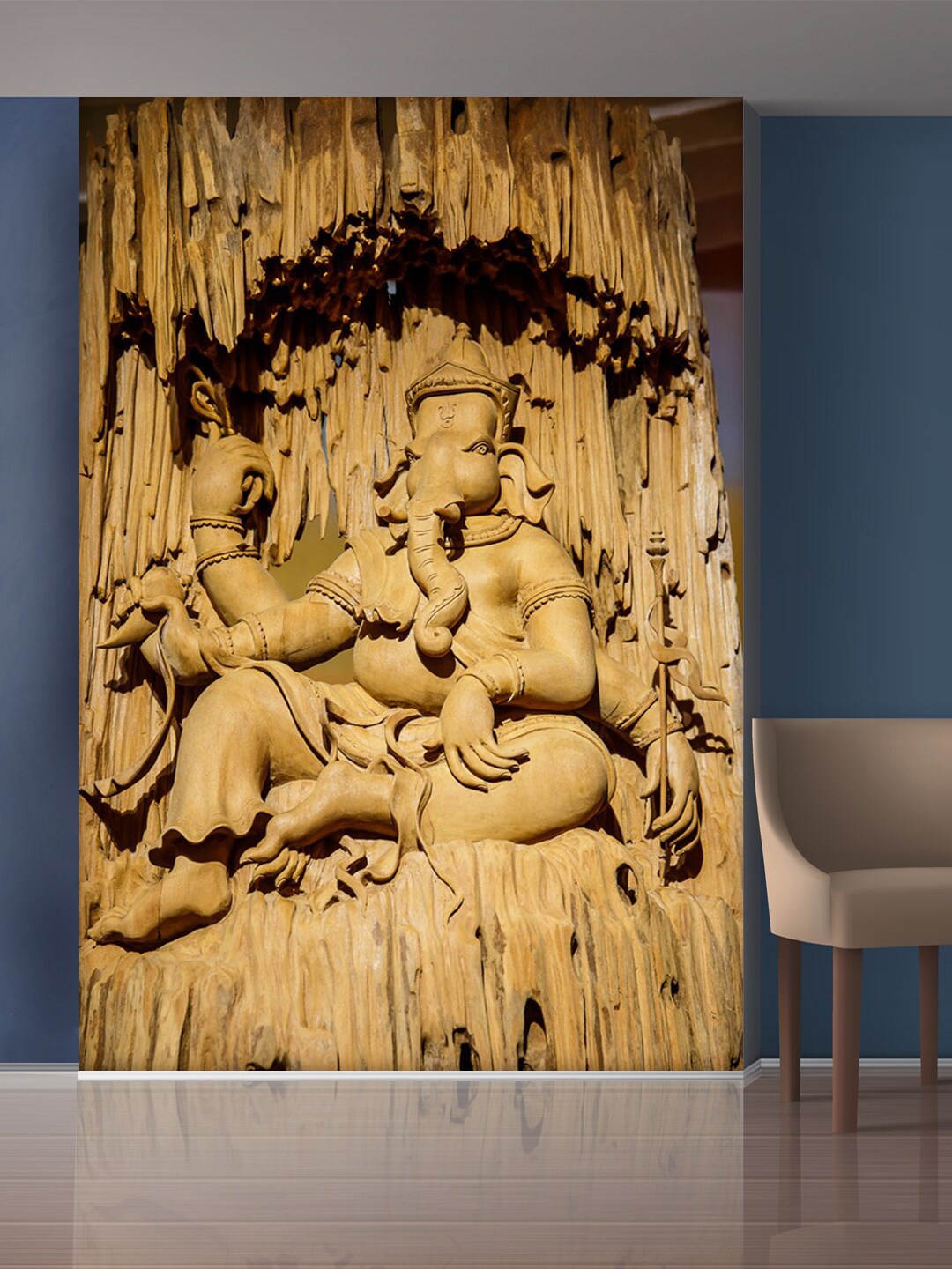 

999Store Gold-Toned Lord Ganesha Mural Wallpaper