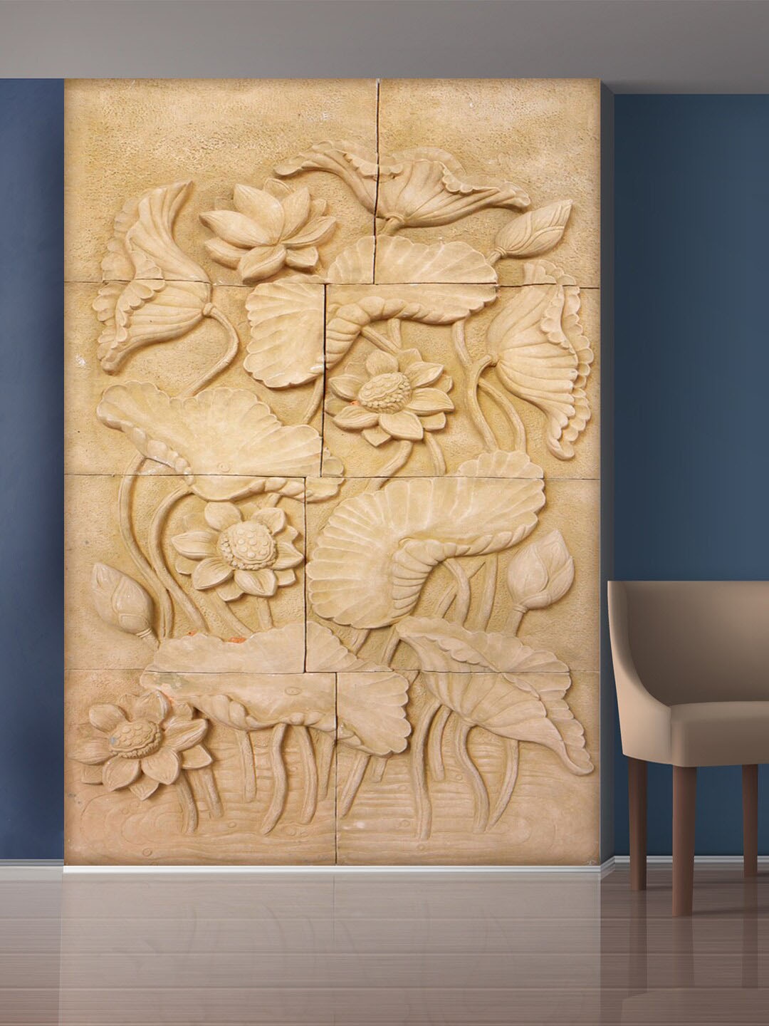 

999Store Brown Flowers & Leaves Mural Wallpaper