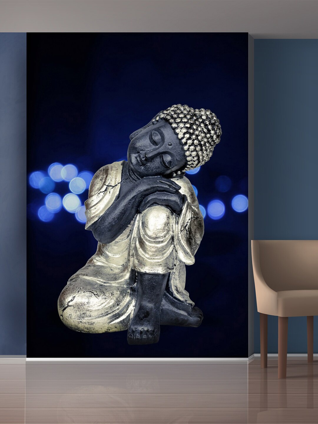 

999Store Gold-Toned & Blue Buddha Mural Self-Adhesive Wallpaper