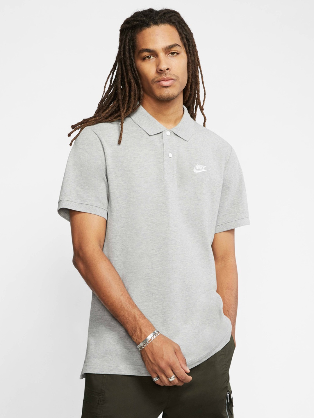 

Nike Men Grey Polo Collar MATCHUP PQ Pure Cotton T-shirt