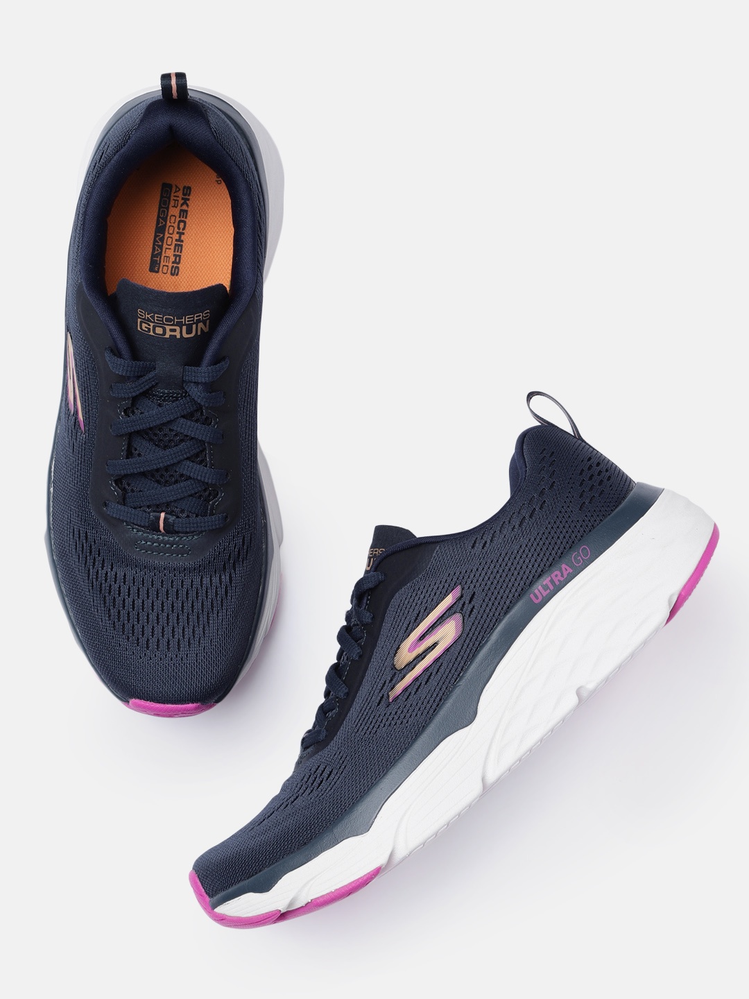 

Skechers Women Navy Blue Max Cushioning Elite- Destin Goga Mat Running Shoes