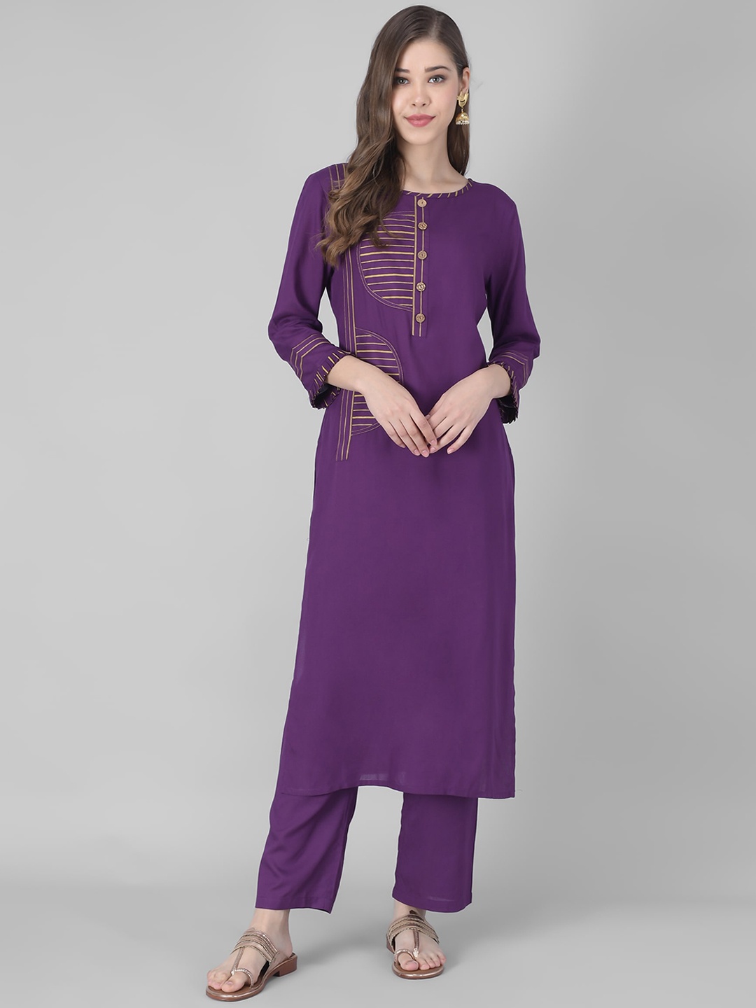 

HERE&NOW Women Purple Printed Kurta