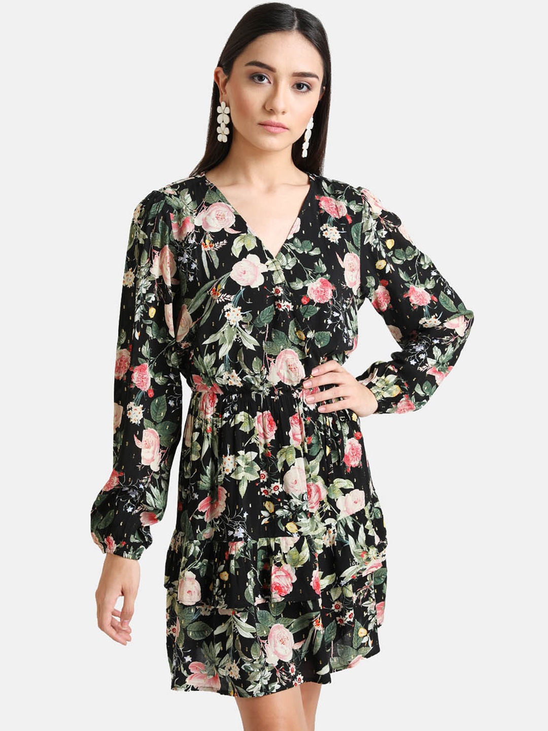 

Kazo Black & Multicoloured Floral Dress
