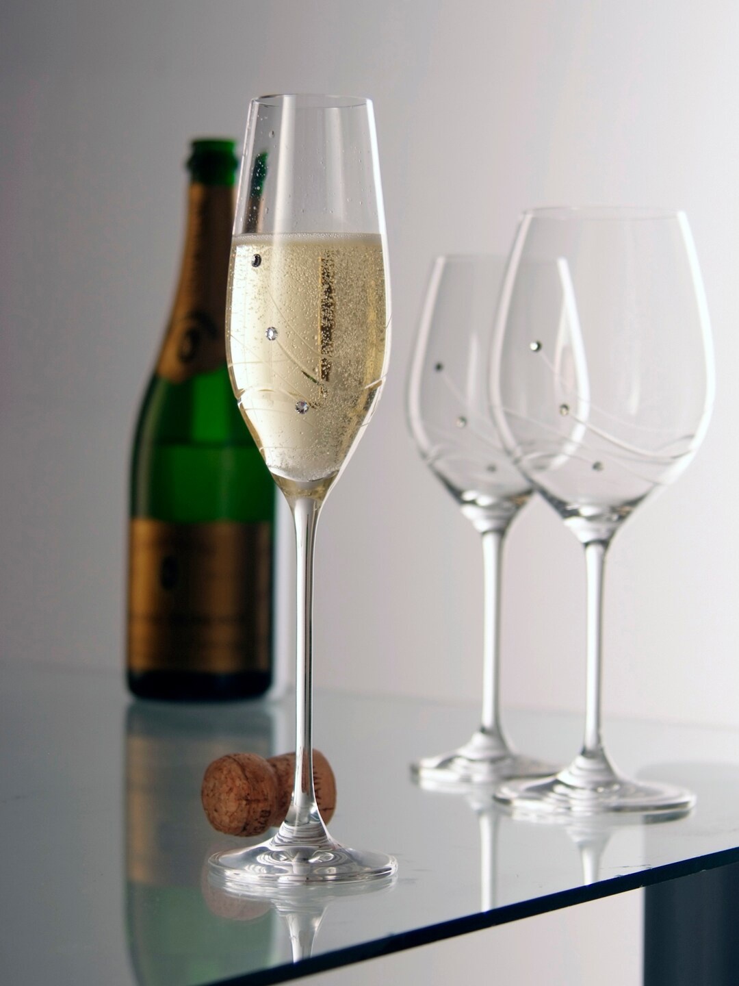 

DARTINGTON Set of 2 Swarovski Embellished Flute Glasses, Transparent