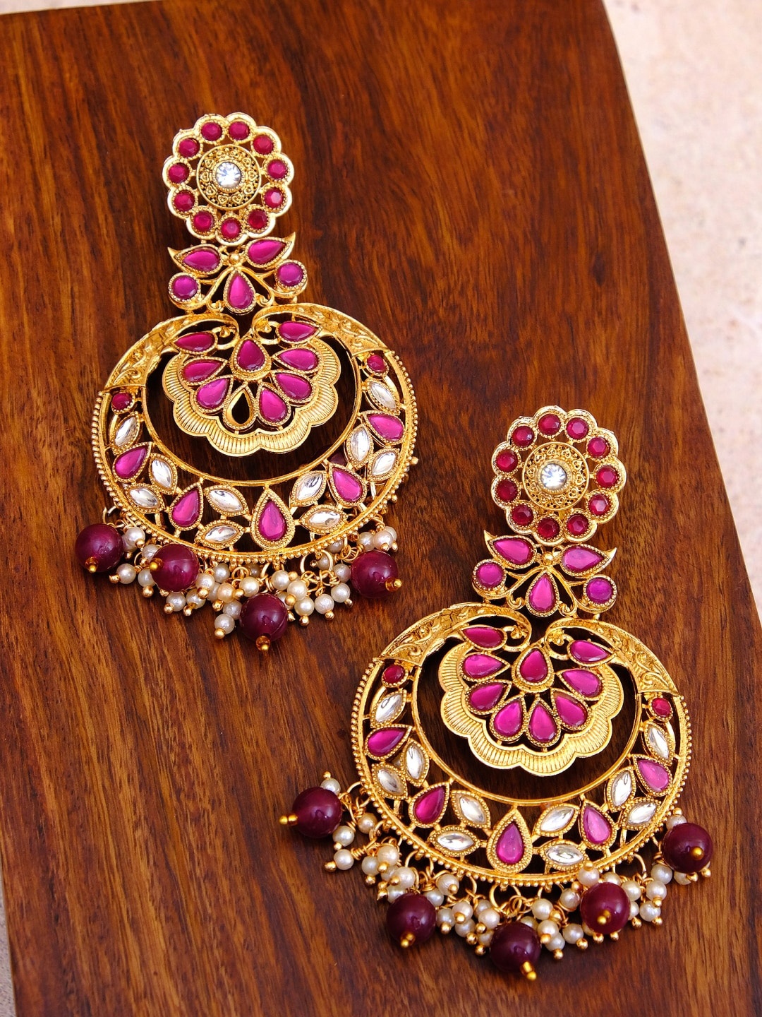 

Crunchy Fashion Gold-Toned Contemporary Chandbalis Earrings
