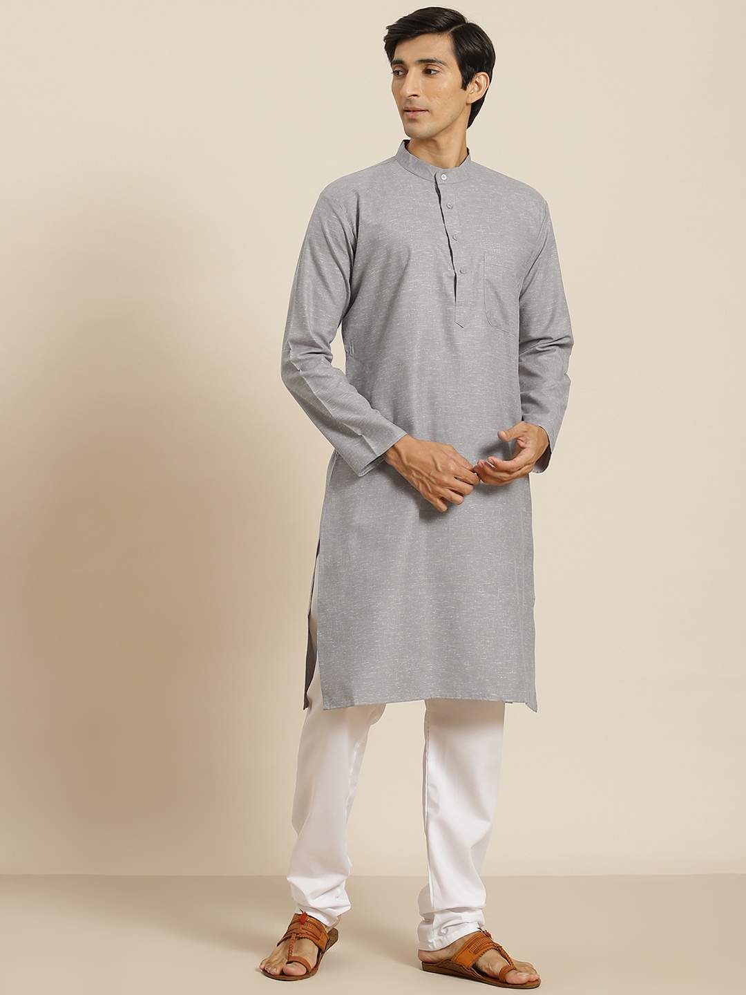 

SOJANYA Men Grey Kurta