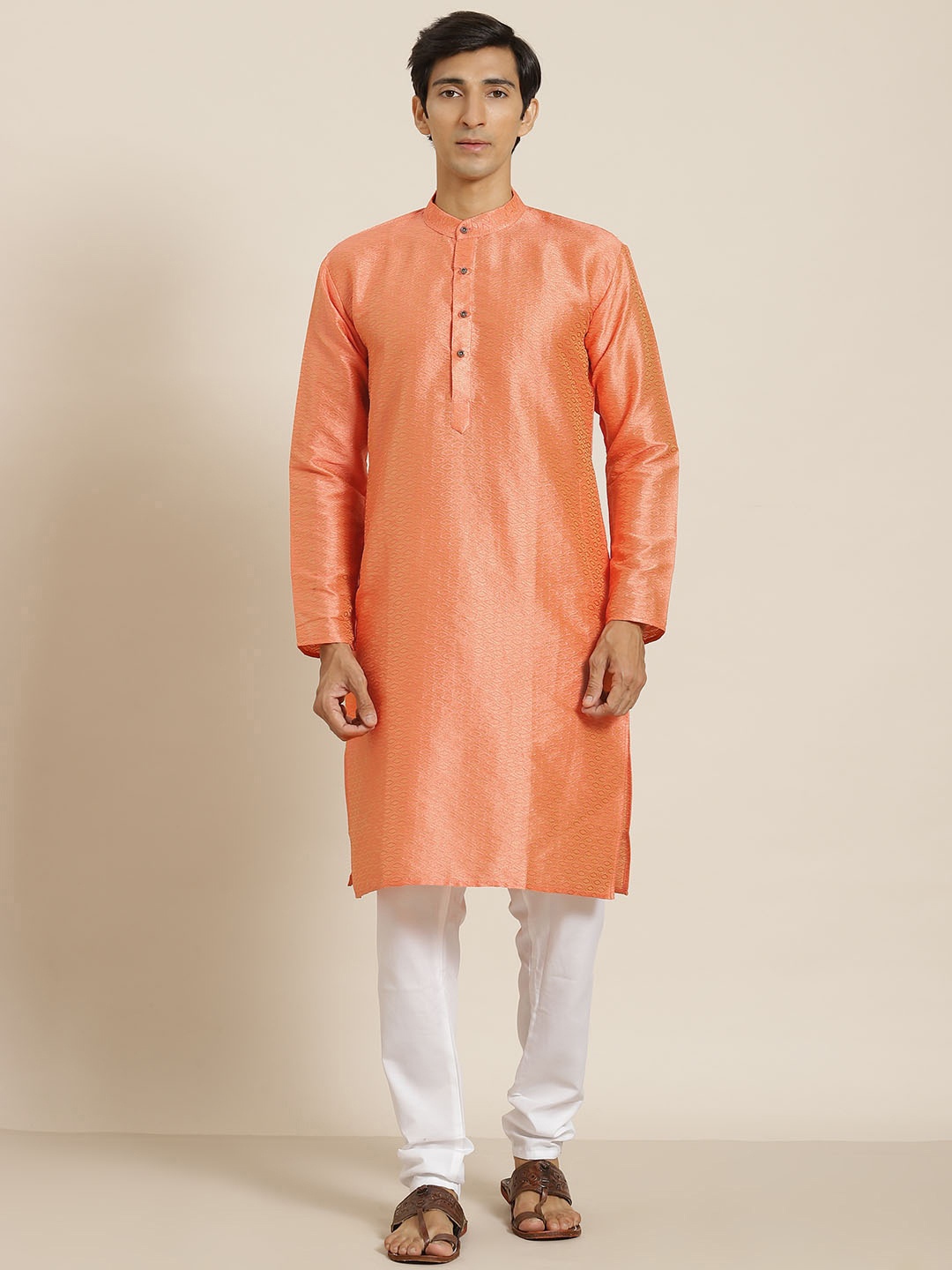 

SOJANYA Men Rust Regular Kurta with Churidar