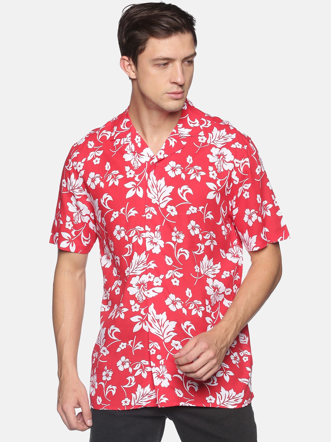 

Steenbok Men Red & White Floral Printed Casual Shirt