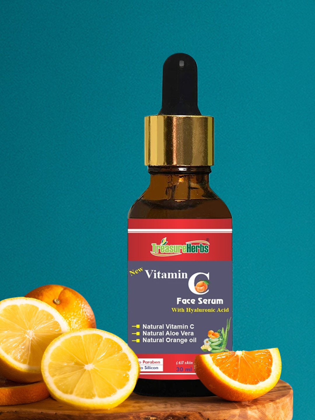 

TreasureHerbs Vitamin C Skin Whitening Paraben-Free Face Serum With Hyaluronic Acid 30 ml, Red