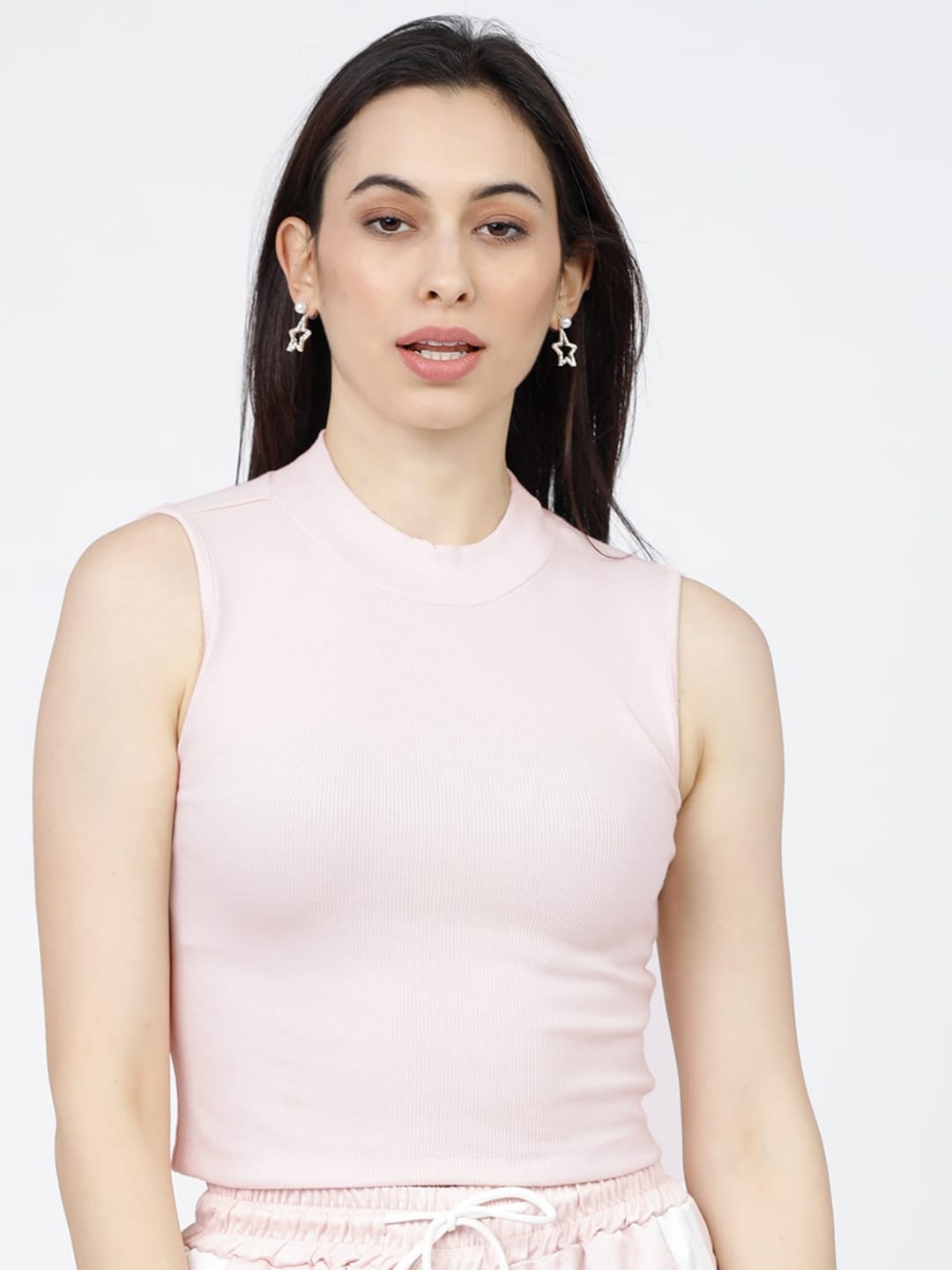 

Tokyo Talkies Women Pink Fitted Crop Top