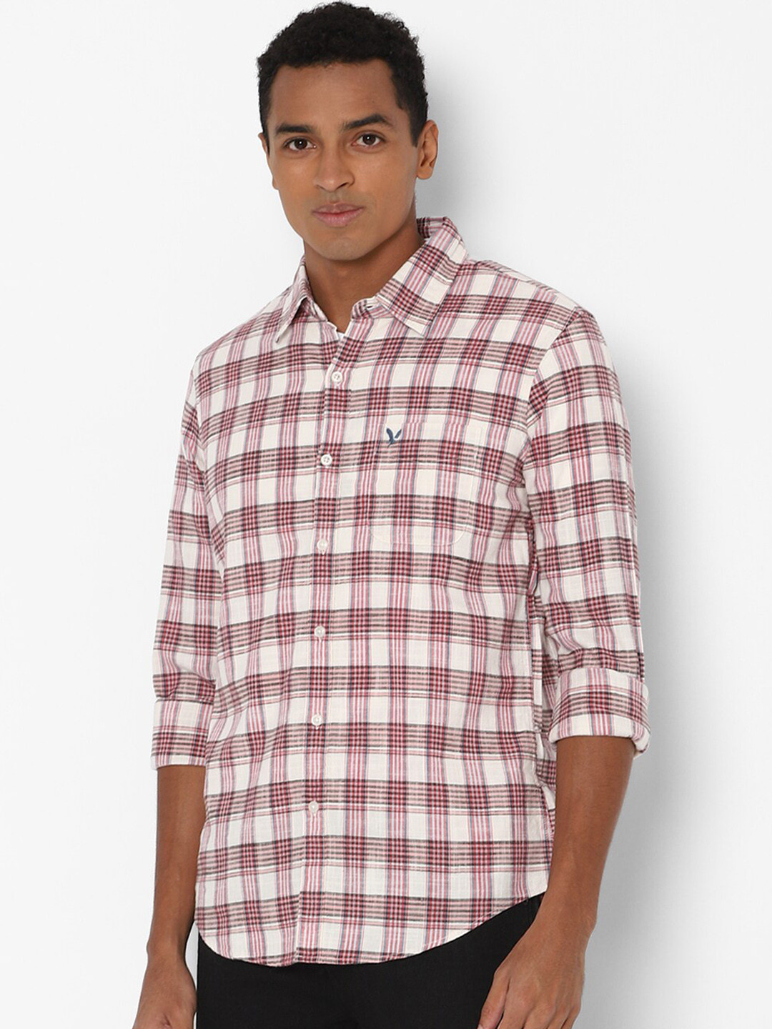 

AMERICAN EAGLE OUTFITTERS Men Red Slim Fit Checked Casual Shirt
