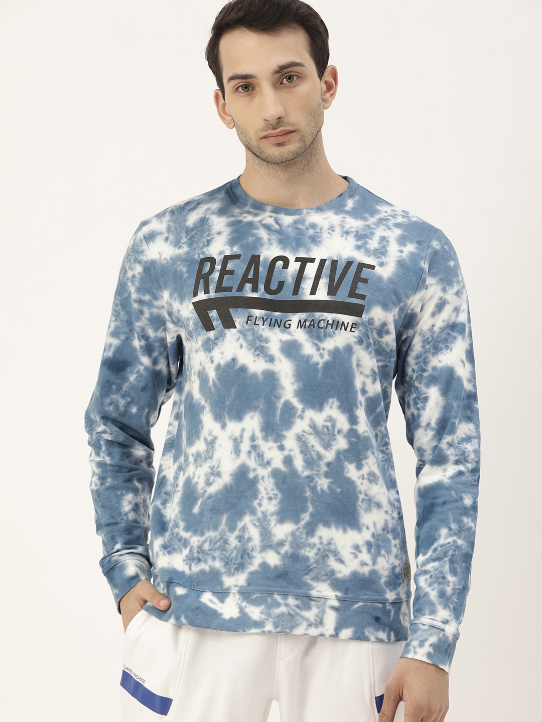 

Flying Machine Men Blue Dyed Sweatshirt with Typography Print