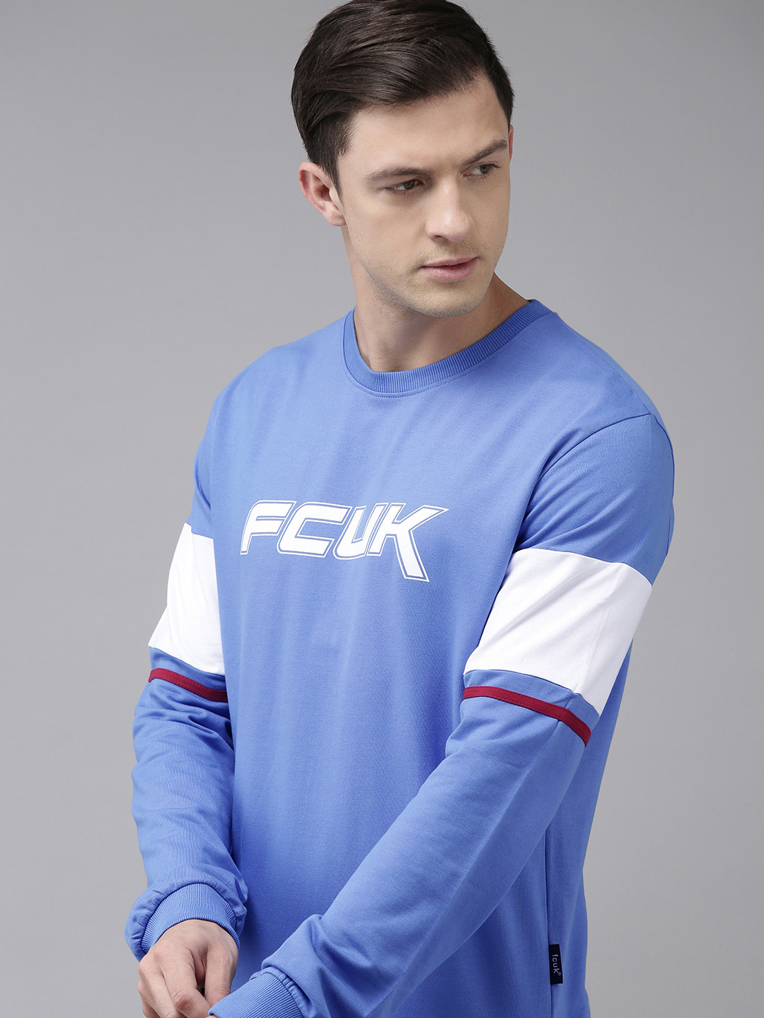 

French Connection Men Blue Pure Cotton Sweatshirt