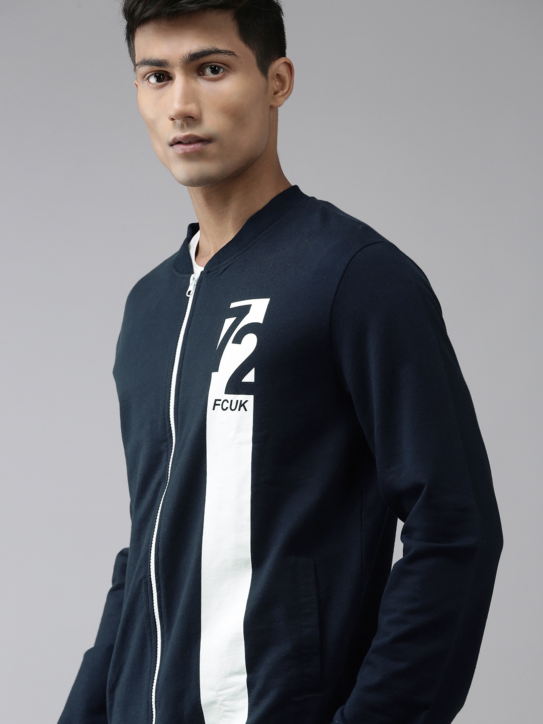 

French Connection Men Blue Printed Sweatshirt