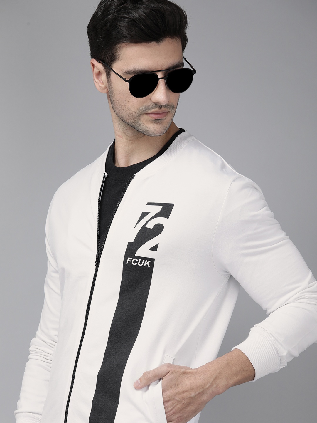 

French Connection Men White Printed Sweatshirt