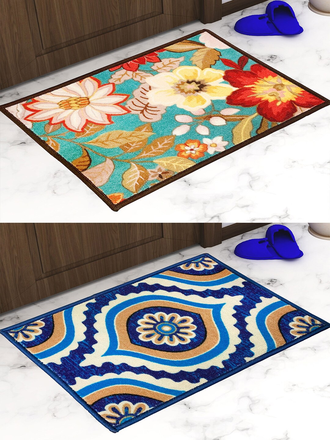 

Athom Trendz Set of 2 Printed Premium Anti Slip Doormats, Multi