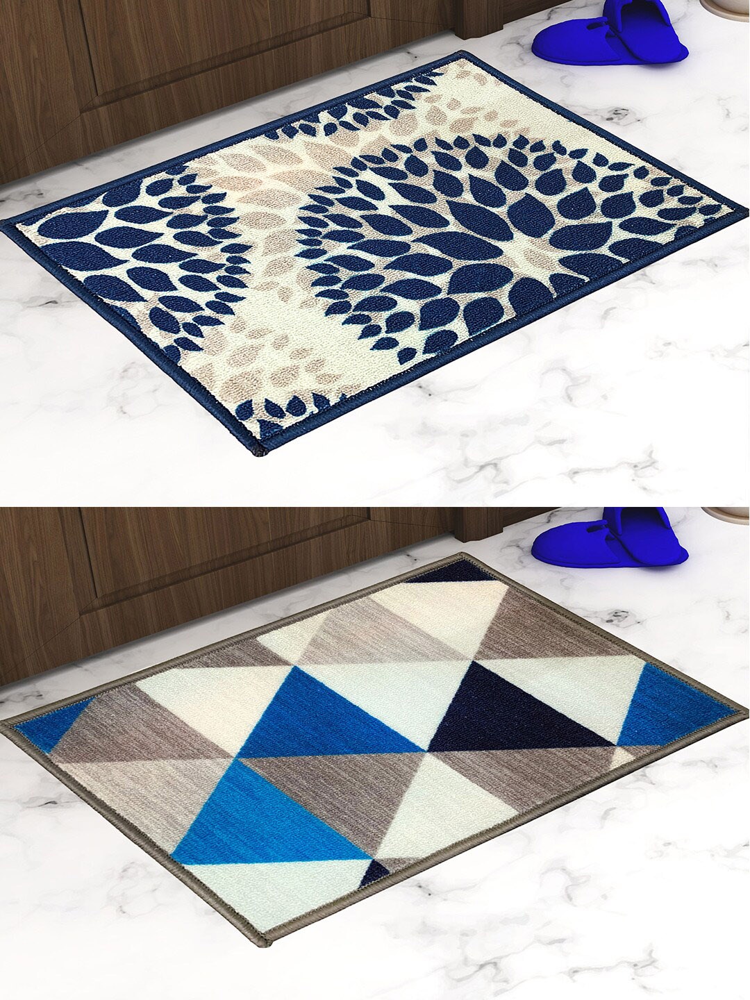 

Athom Trendz Pack Of 2 Printed Trendz Premium Anti-Skid Doormats, Beige