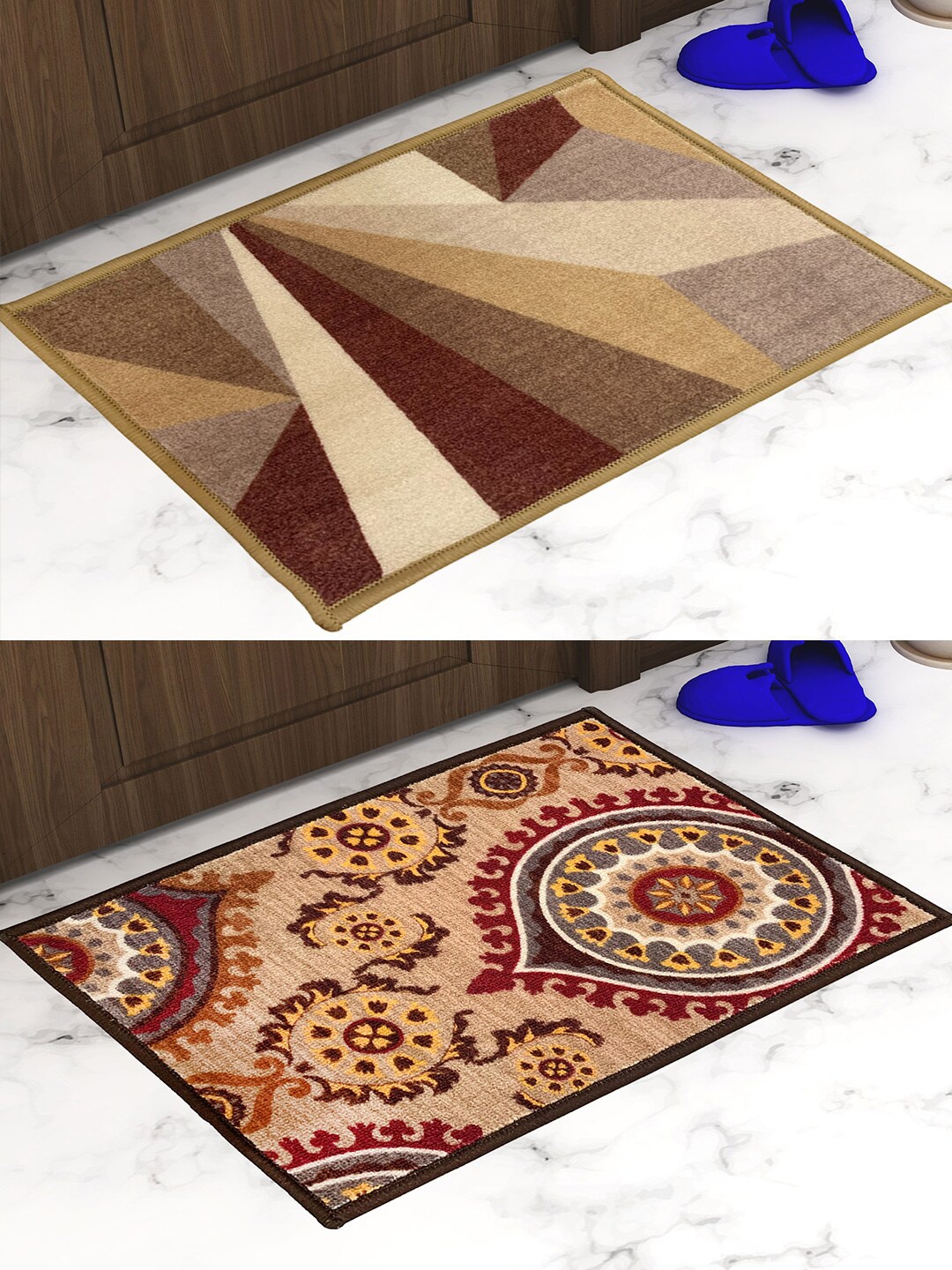 

Athom Trendz Pack of 2 Premium Anti-Skid Printed Doormat, Multi