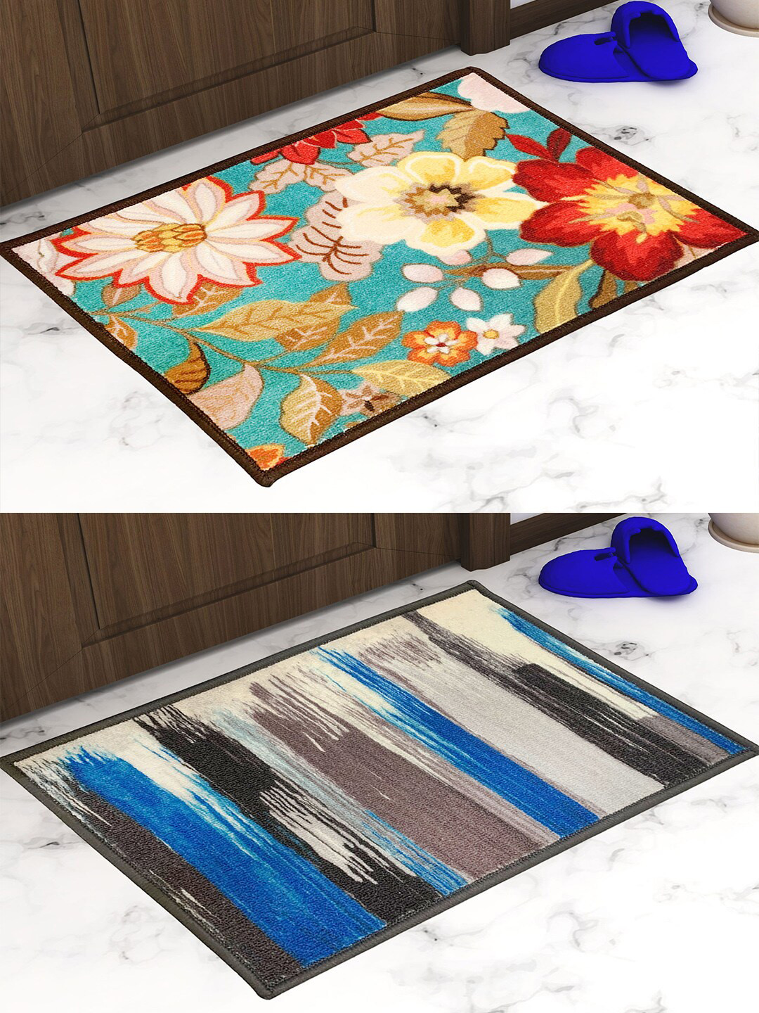 

Athom Trendz Set of 2 Printed Premium Anti Slip Doormats, Multi