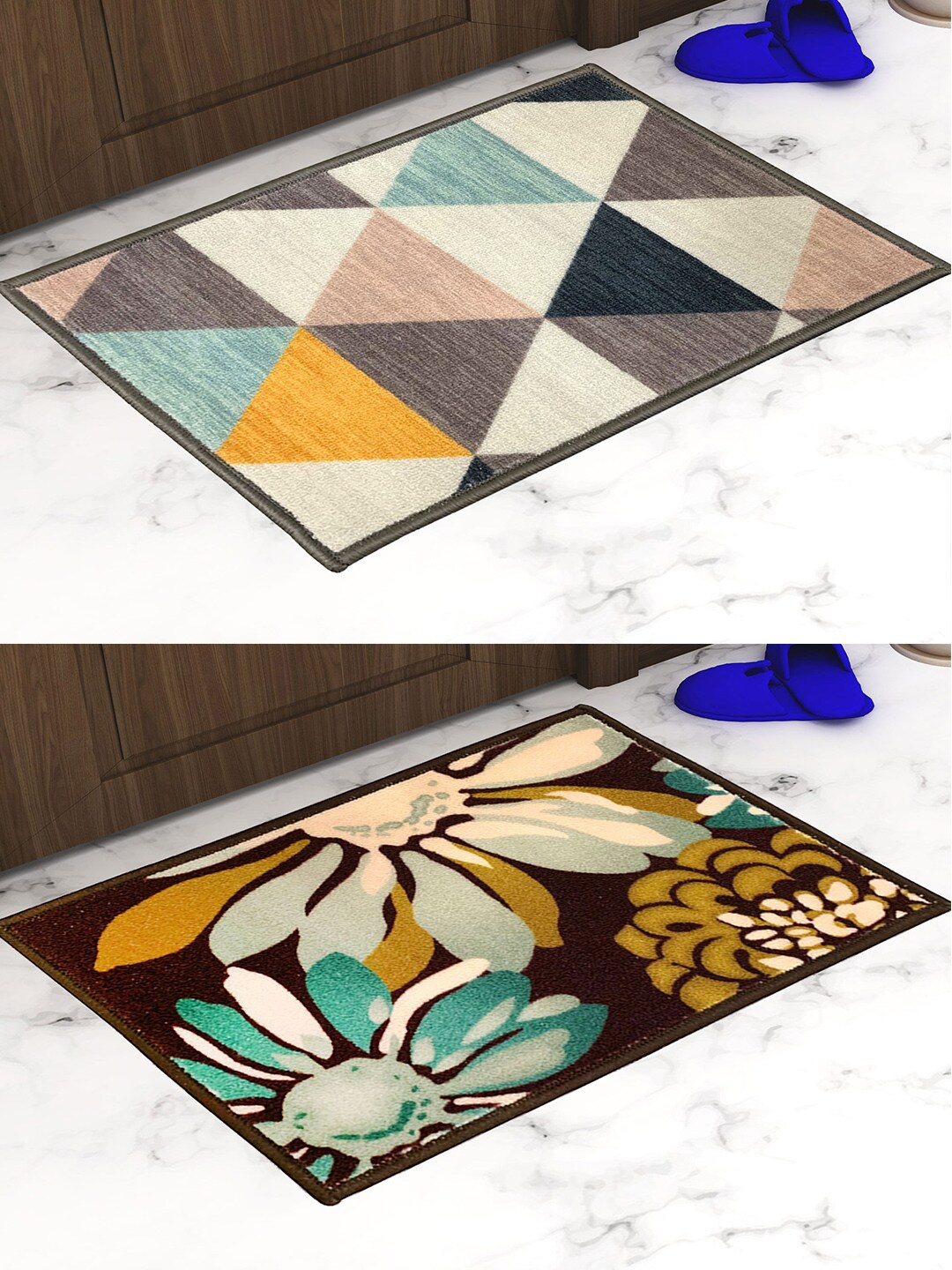 

Athom Trendz Set of 2 Printed Premium Anti Slip Doormats, Multi