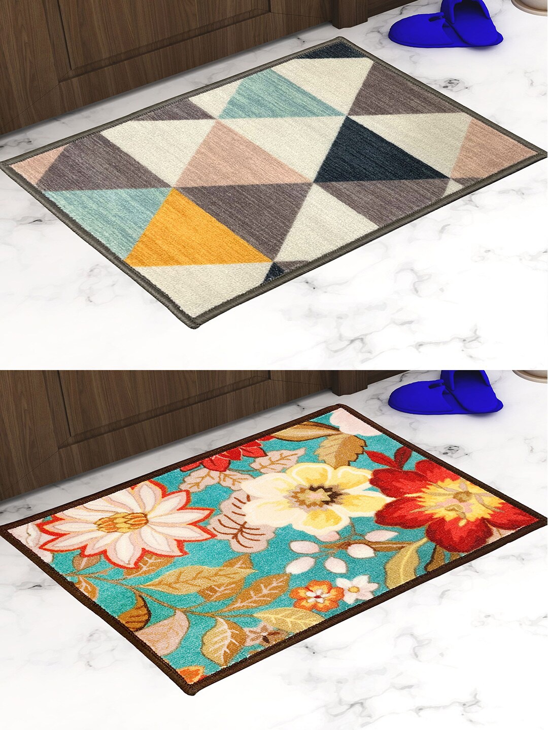 

Athom Trendz Set of 2 Printed Premium Anti Slip Doormats, Multi