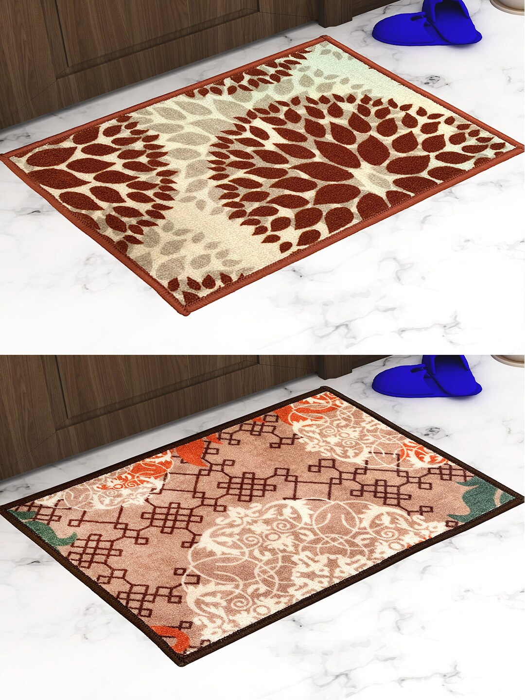 

Athom Trendz Pack of 2 Premium Anti-Skid Printed Doormat, Multi