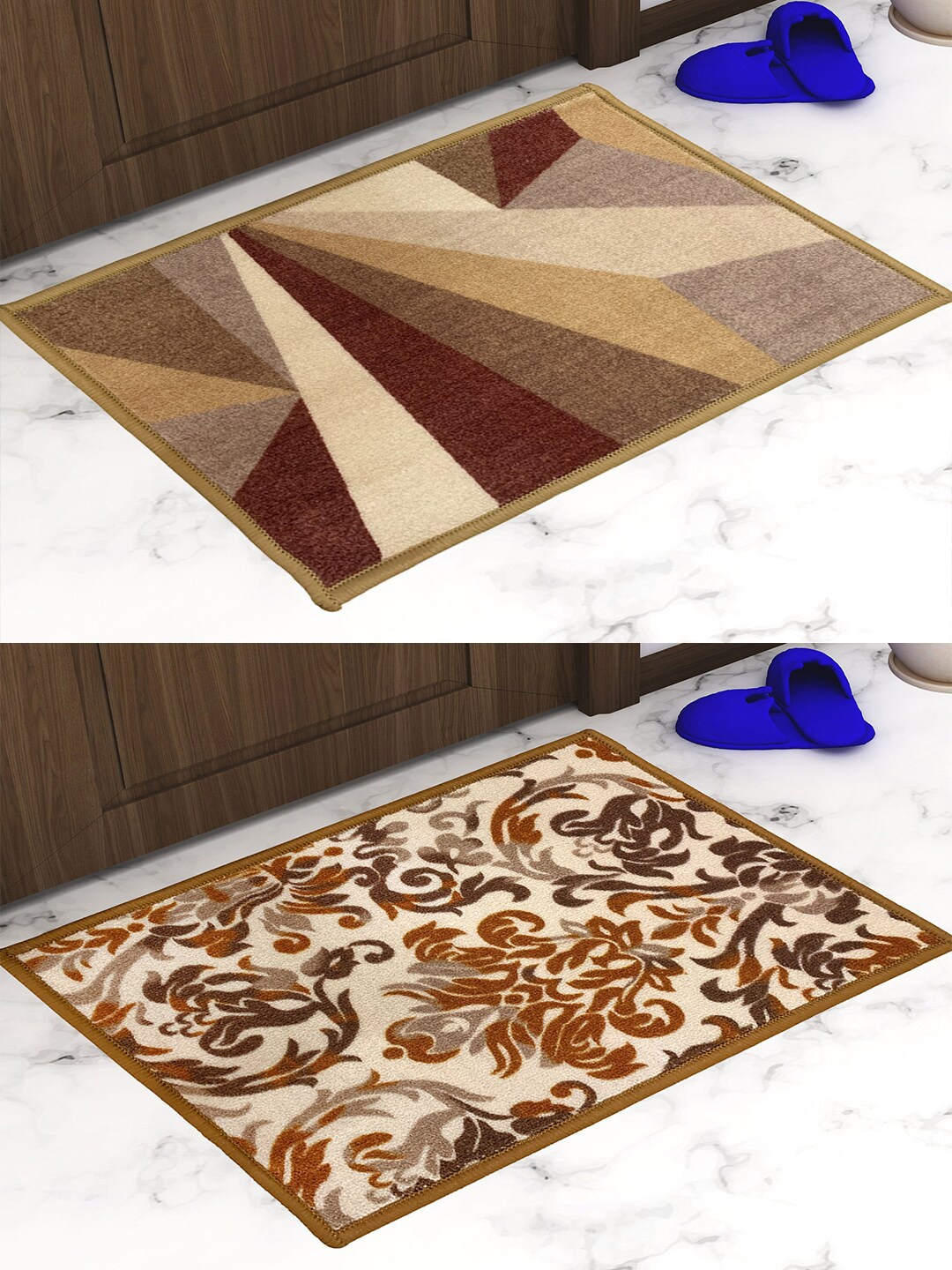 

Athom Trendz Set of 2 Brown & Beige Printed Premium Anti Slip Doormats