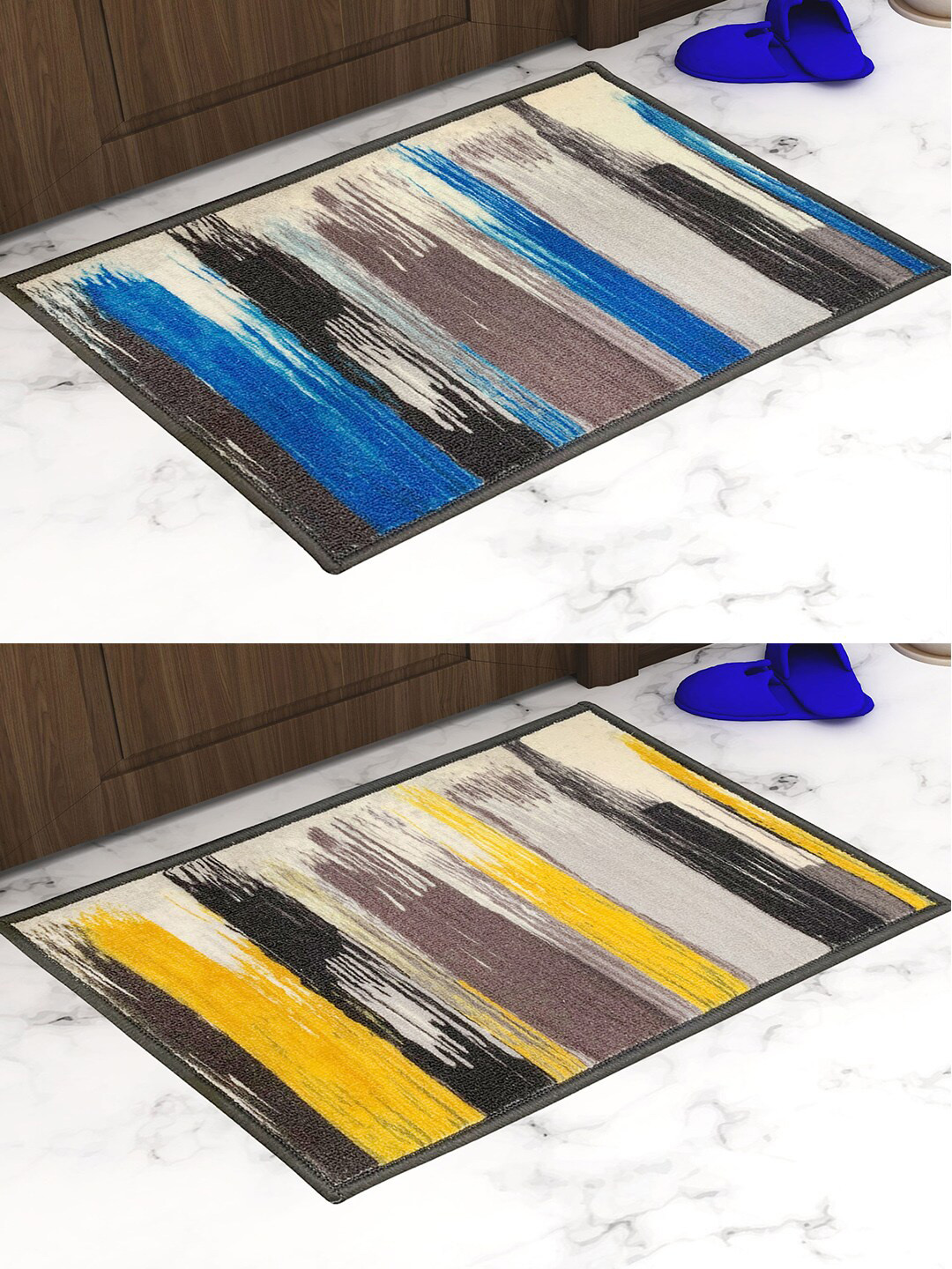 

Athom Trendz Pack of 2 Premium Anti-Skid Printed Doormat, Multi