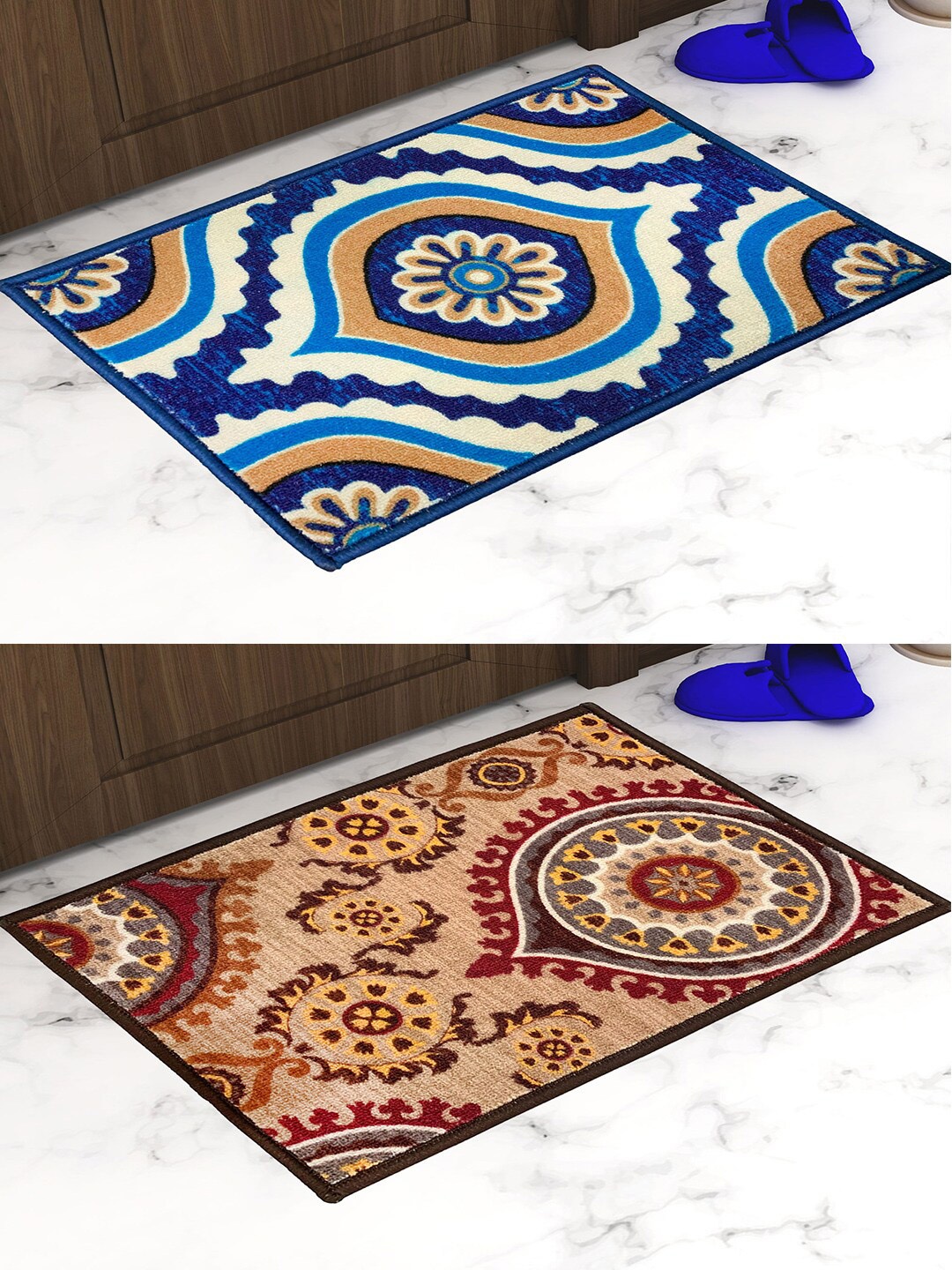 

Athom Trendz Pack of 2 Premium Anti-Skid Printed Doormat, Multi
