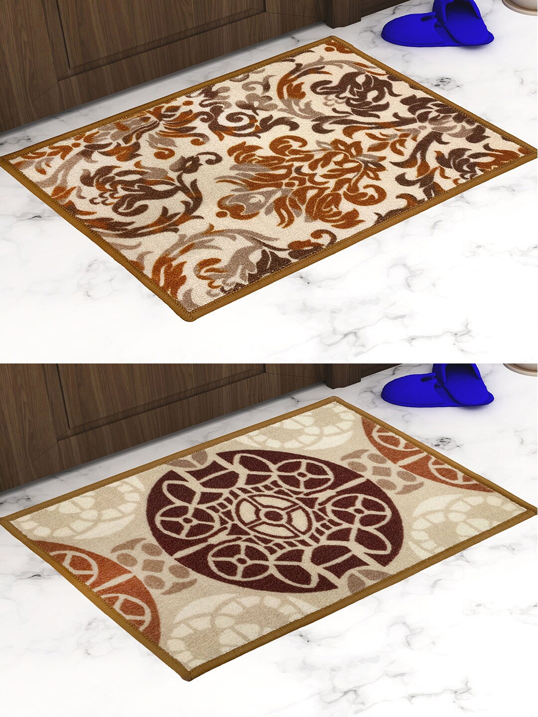 

Athom Trendz Set of 2 Brown & Beige Printed Premium Anti Slip Doormats