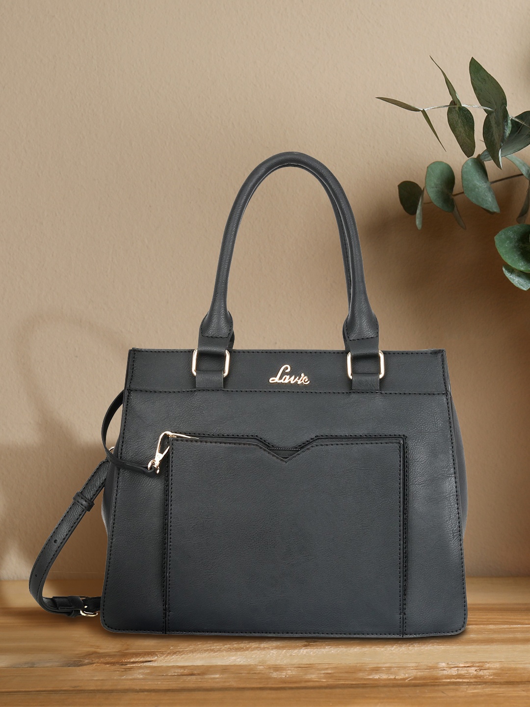 

Lavie Women Black Structured Handheld Bag With Pouch