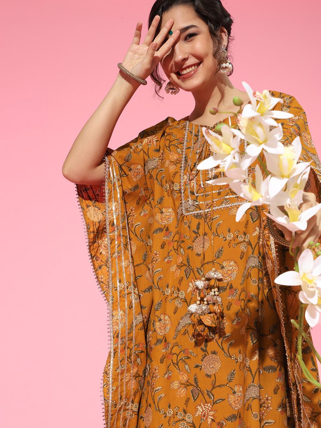 

Indo Era Stylish Mustard Cotton Kurta