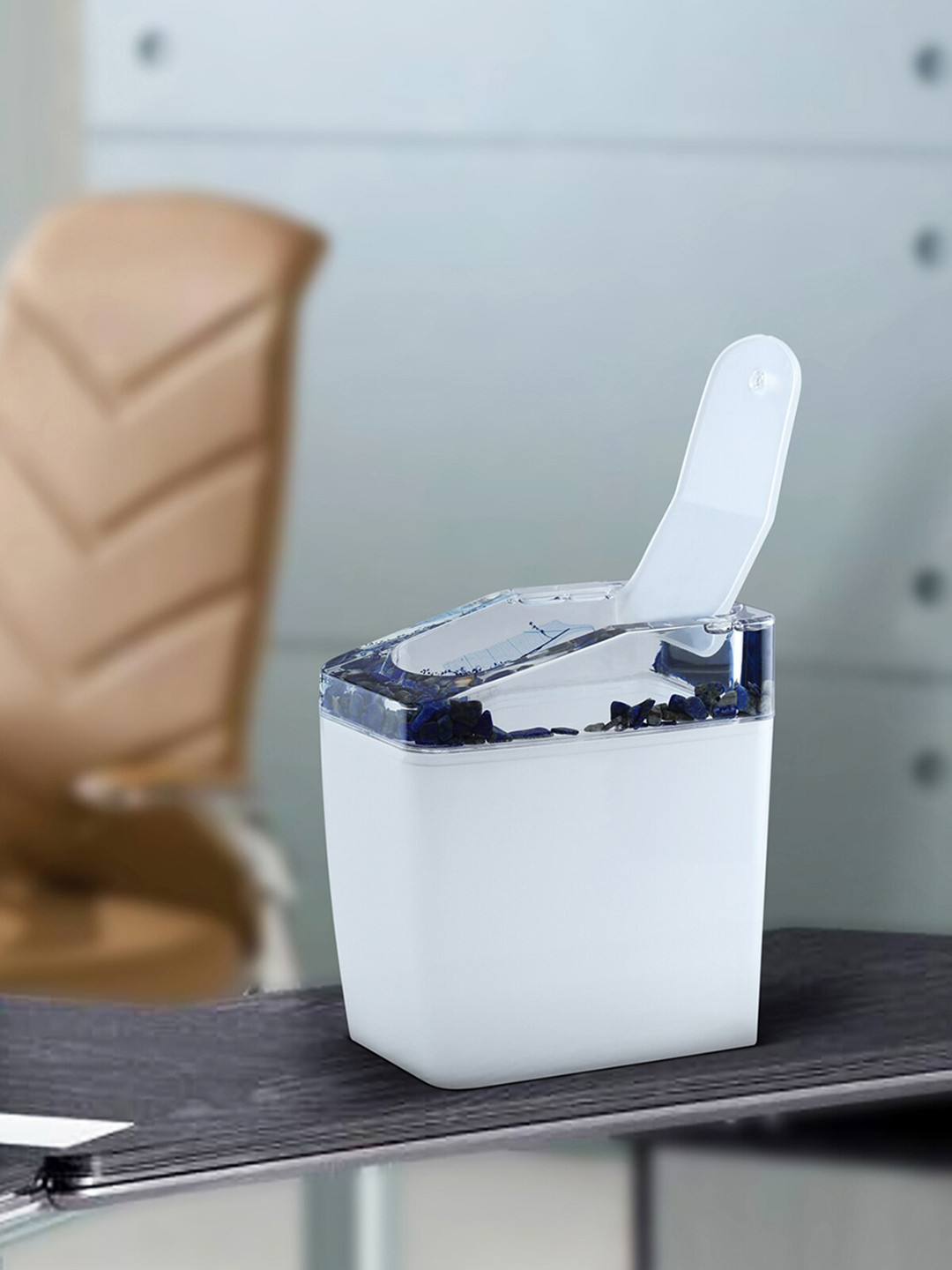 

OBSESSIONS White & Blue Agua Acrylic 3 Litres Table Bin