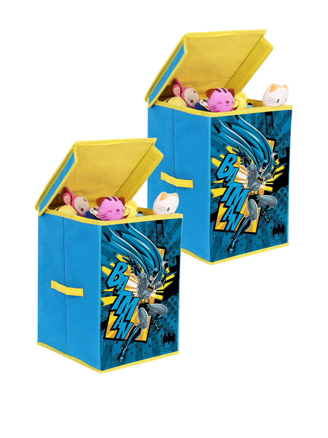 

prettykrafts Unisex Yellow & Red Pack of 2 Batman Printed Storage Box, Blue