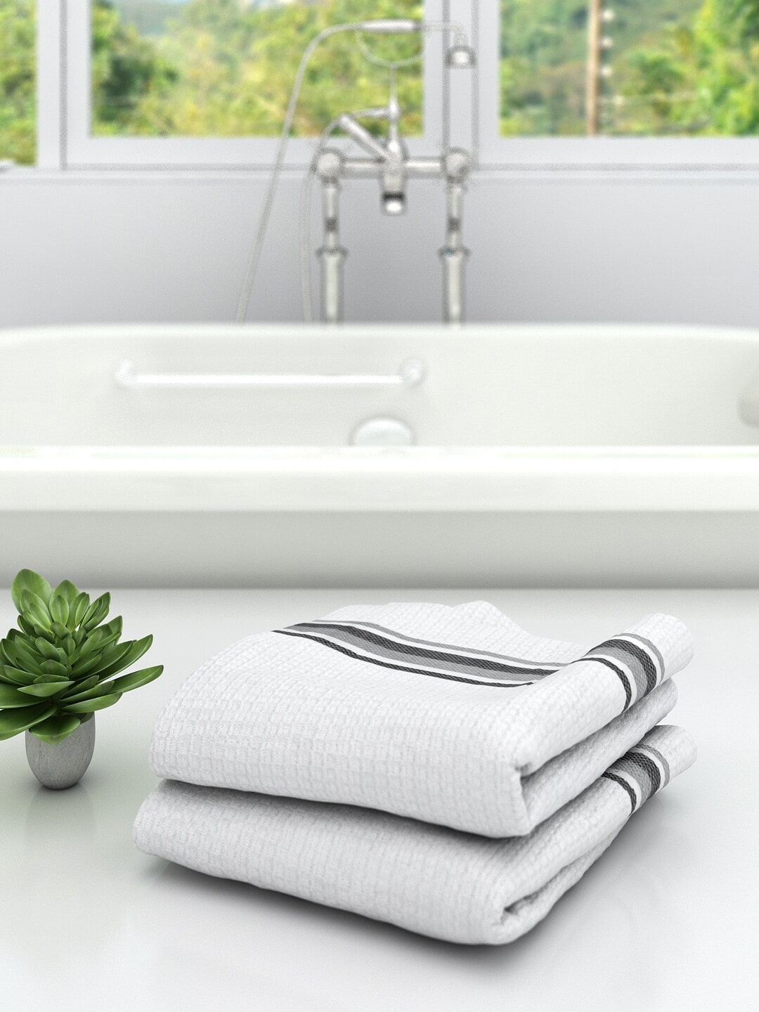 

Athom Trendz Multi Set of 2 Cotton Bath Towels