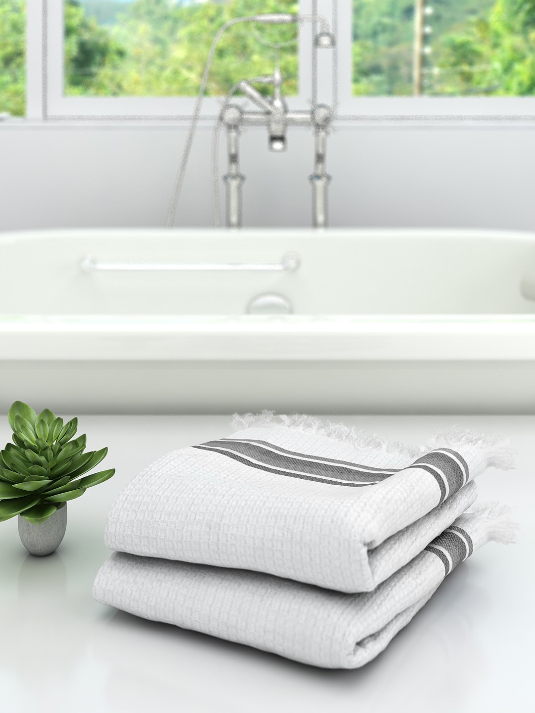 

Athom Trendz Pack of 2 Cotton Lightweight Quick-Dry & High Absorbant Bath Towel, Multi
