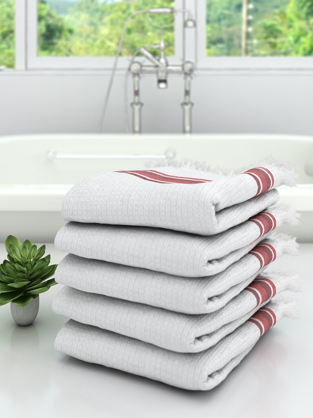 

Athom Trendz Set Of 5 White 100% Premium Cotton & High Absorbant Bath Towel