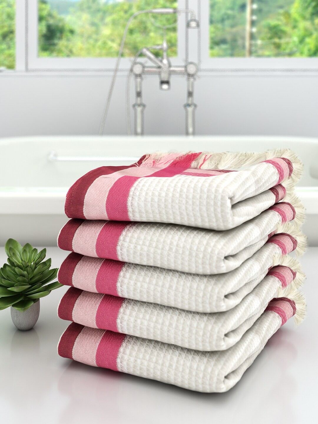 

Athom Trendz Pack of 5 Cotton Lightweight Quick-Dry & High Absorbant Bath Towel, Multi