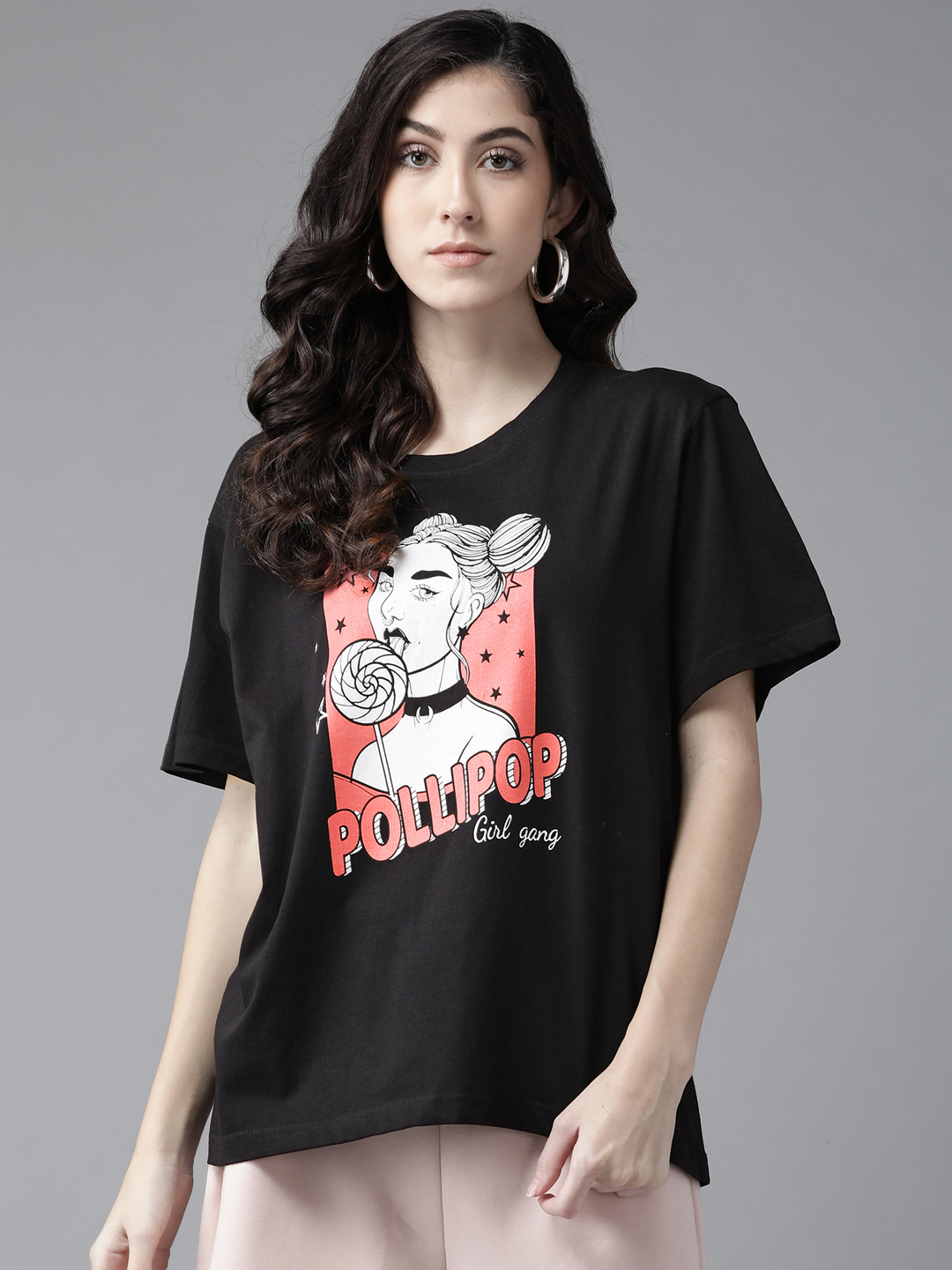 

The Dry State Women Black & White Cotton Printed Oversized T-shirt