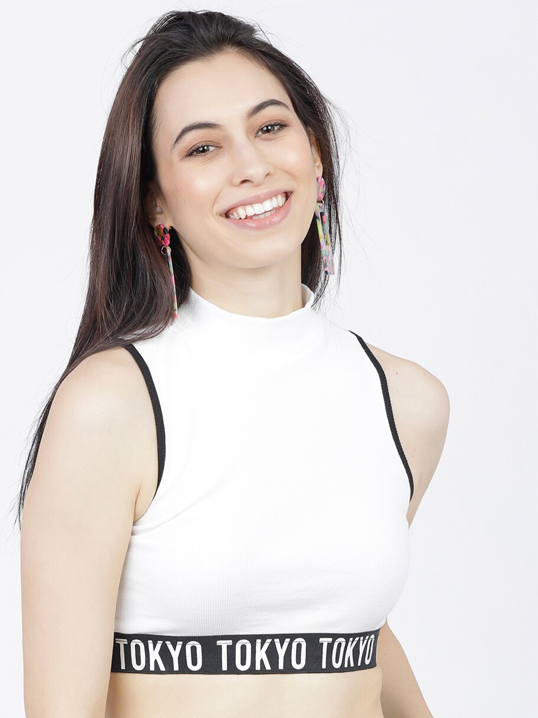

Tokyo Talkies White Tank Crop Top