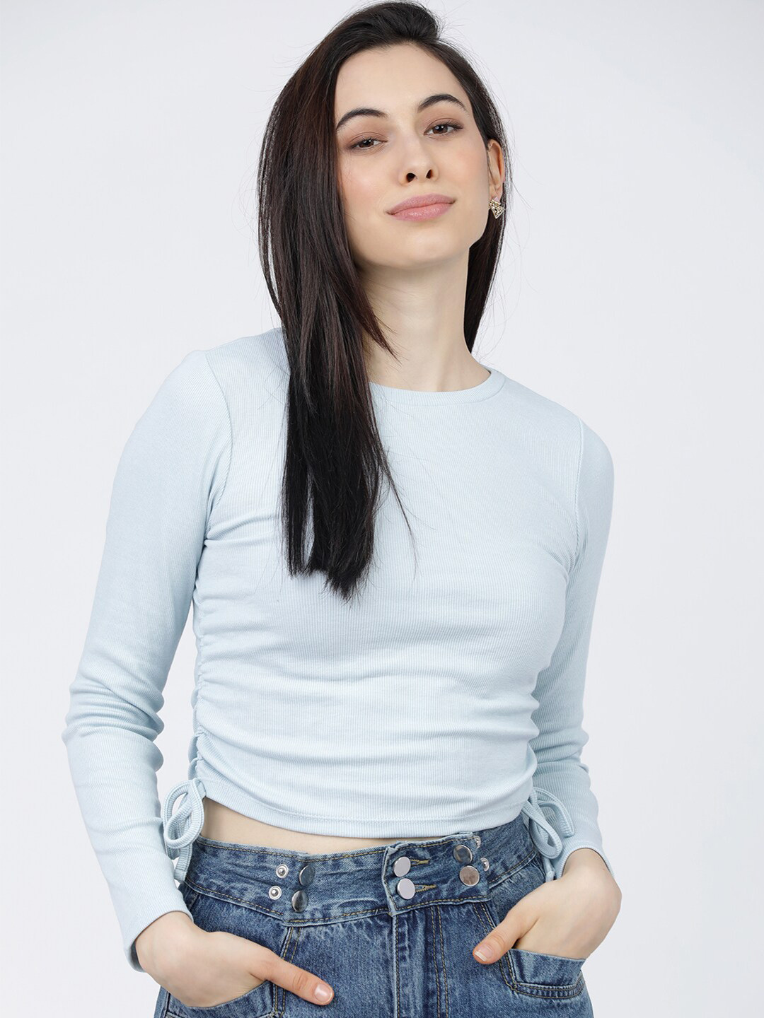 

Tokyo Talkies Blue Regular Crop Top