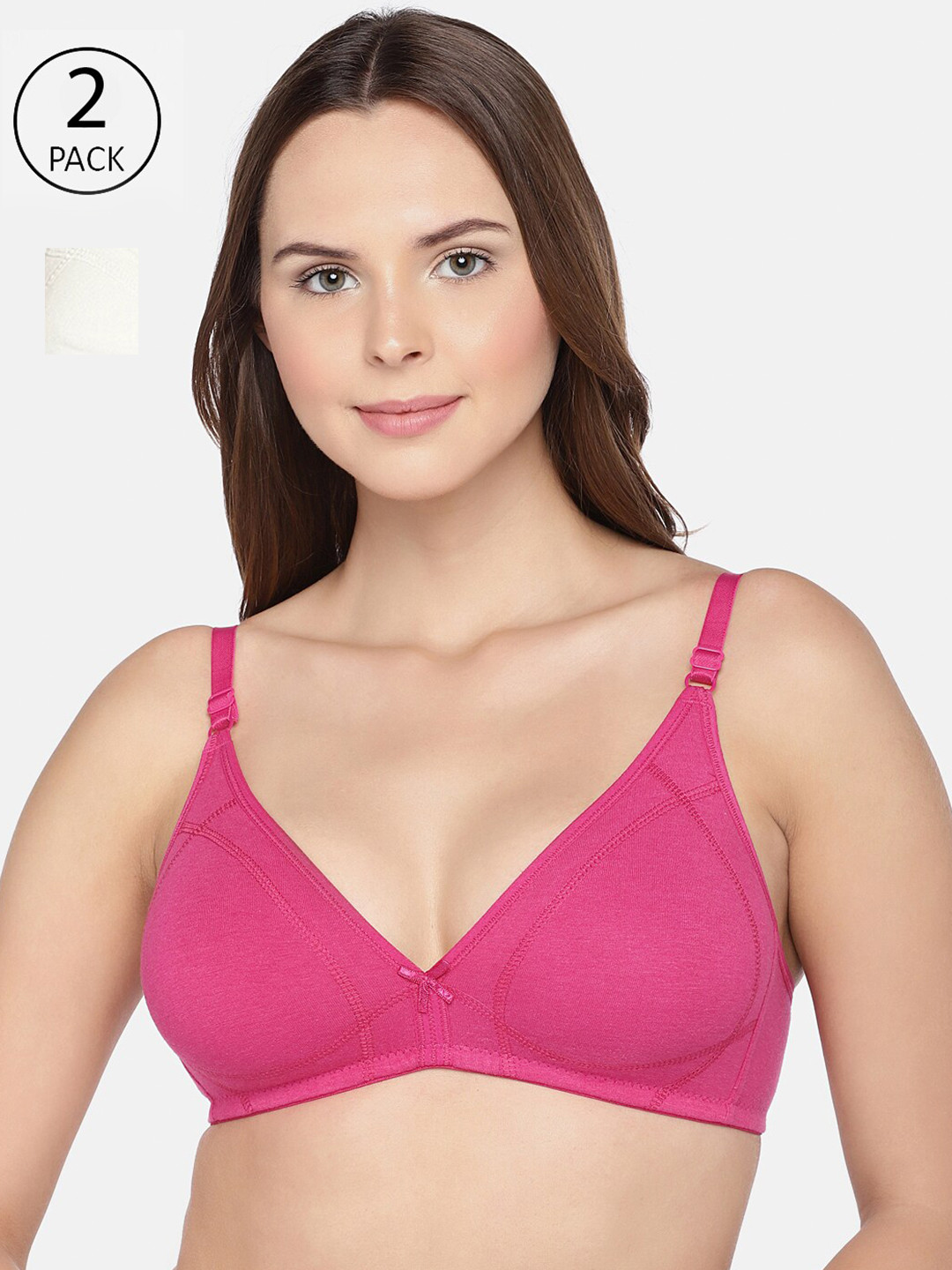

Inner Sense Pack Of 2 Fuchsia & White Beginners Bra ISB099-Fuchsia_Milky White