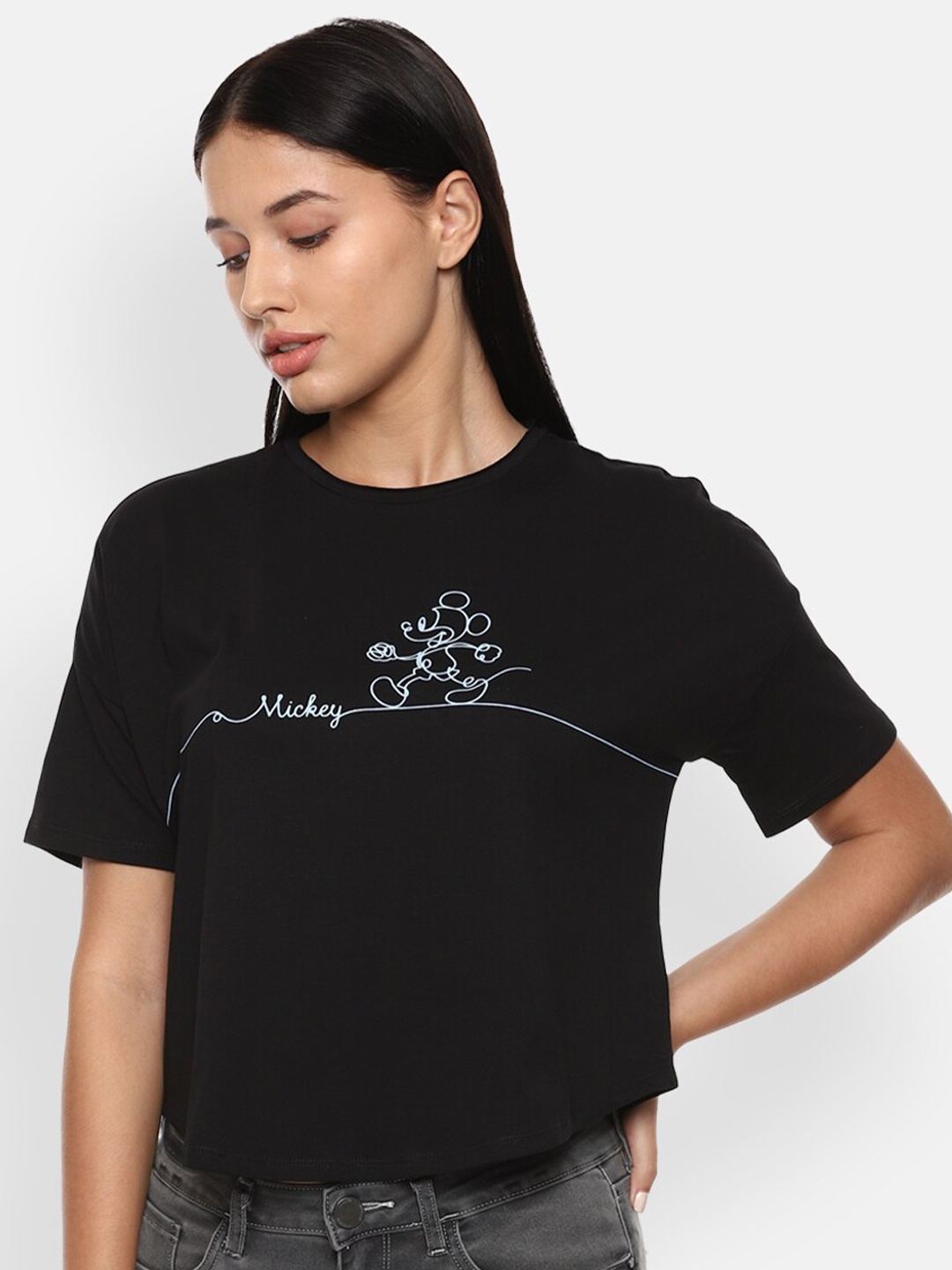 

Van Heusen Woman Women Black Typography Mickey Mouse T-shirt