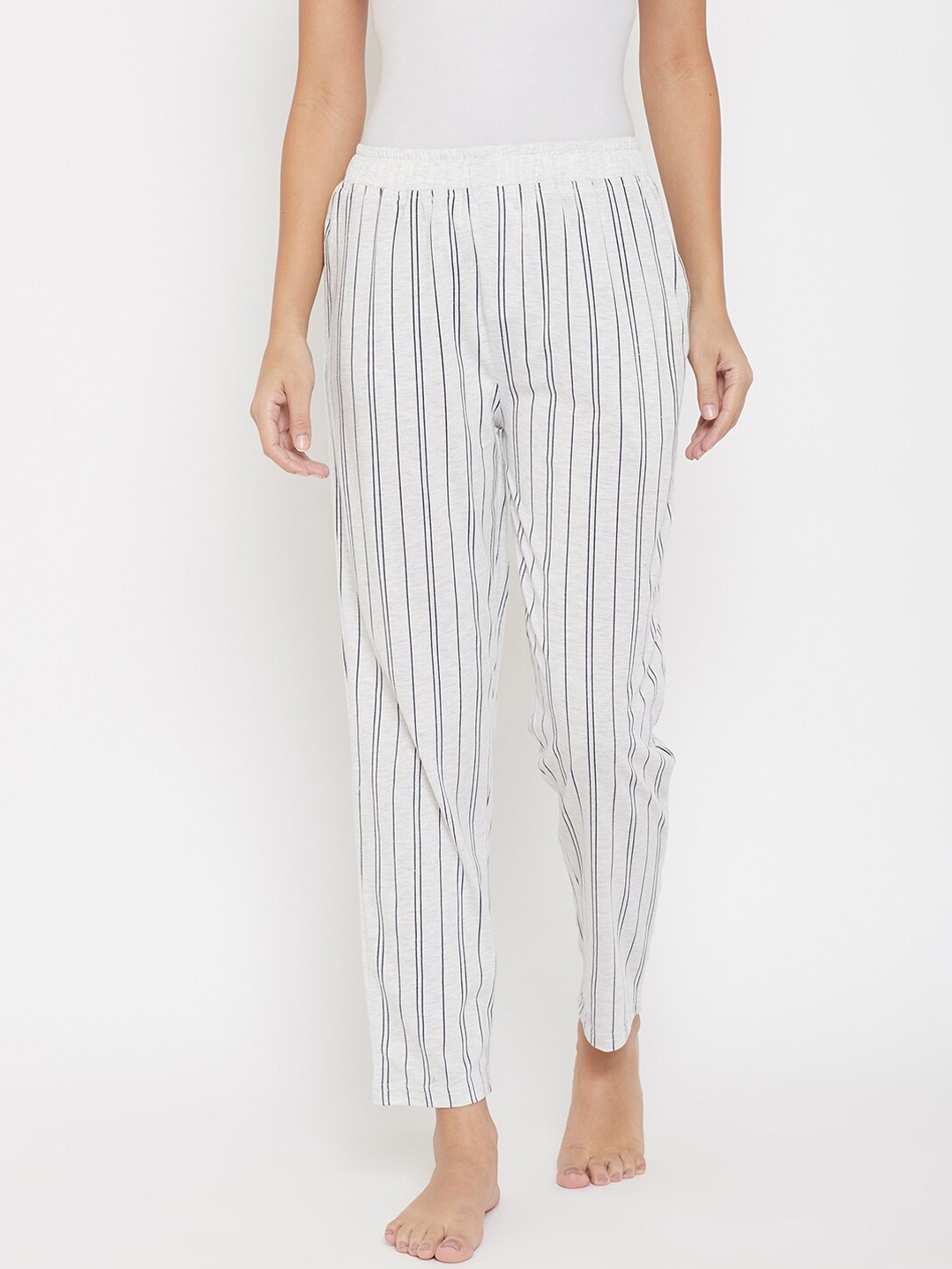 

Okane Women Grey & Navy Blue Striped Lounge Pants