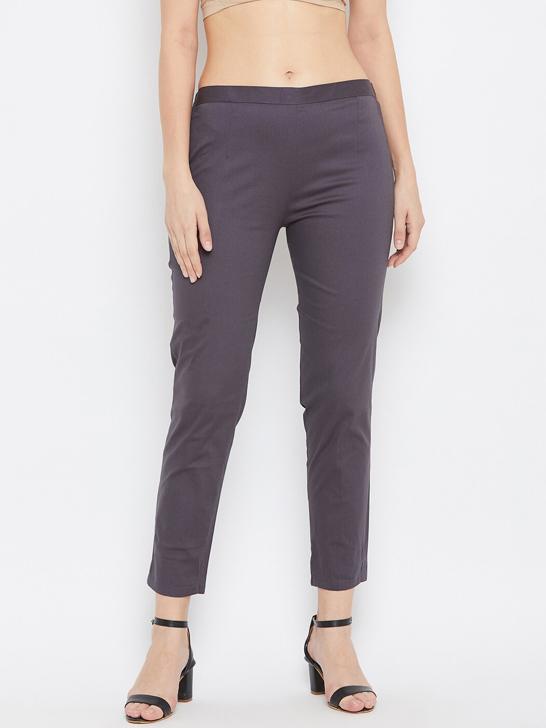

Clora Women Grey Regular Fit Solid Ankle Length Pants