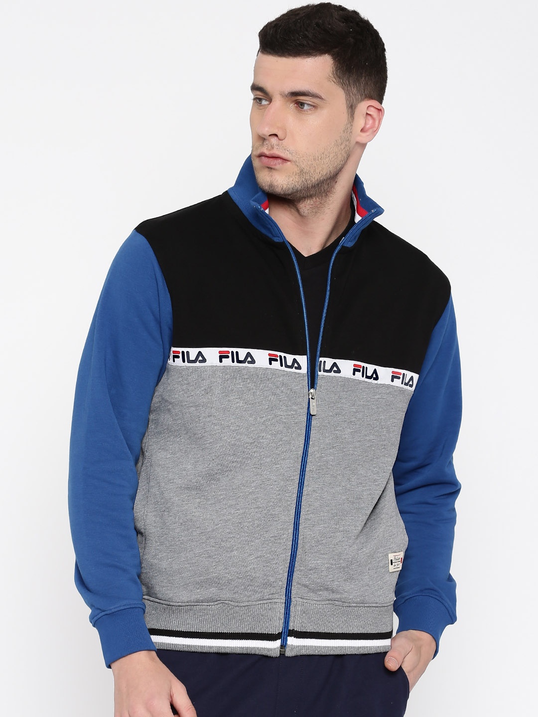 

FILA Black & Grey Melange Dock Colourblocked Sweatshirt